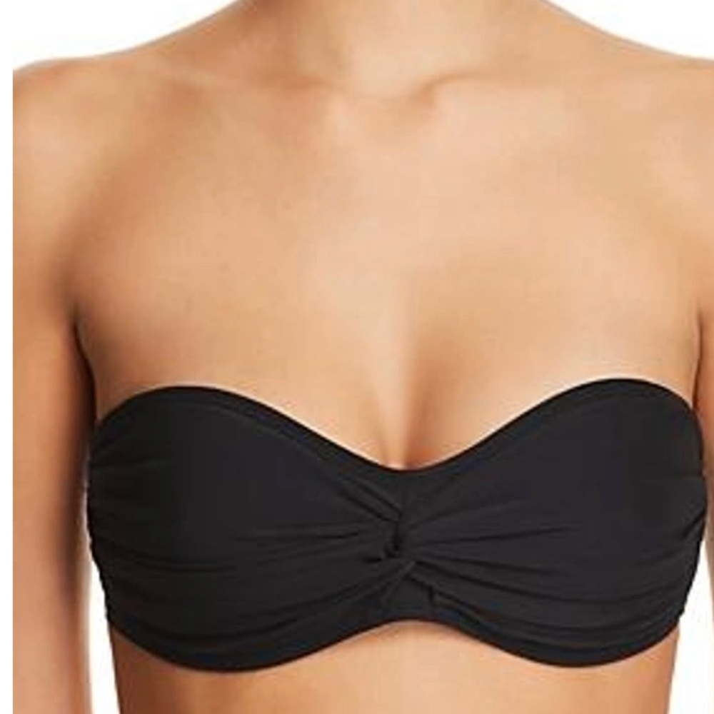 kate spade Black Twist-Front Bandeau Bikini Top